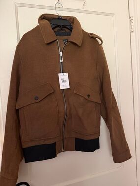 NWT Noize Brown Bomber Jacket with Black Hem